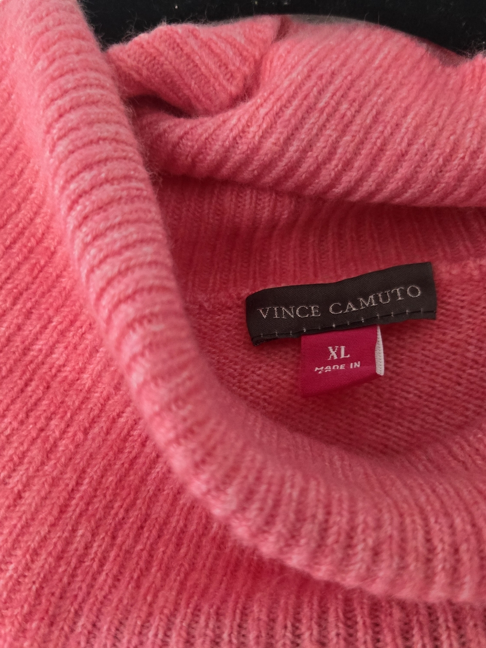Vince Camuto Coral Pink Ribbed Turtleneck Sweater
